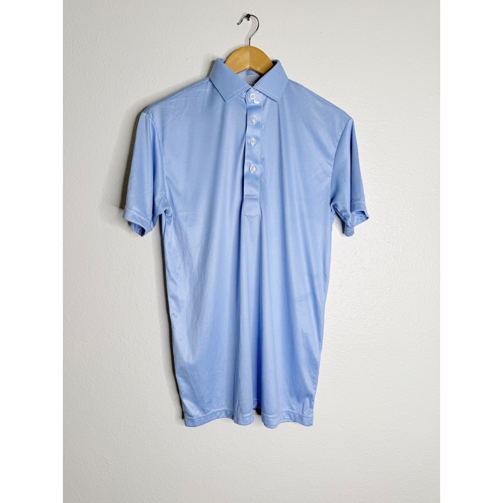 Collars & Co. Mens Blue Short Sleeve Dress Collar Polo Shirt Size Small